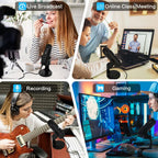 Haomuren — Microfone Condensador USB com Saída Headphone