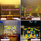 LED Note Board With Night Light Colorful 7 Pens DIY Acrylic Message Board Children‘s Drawing Board For Kids Birthday Gift