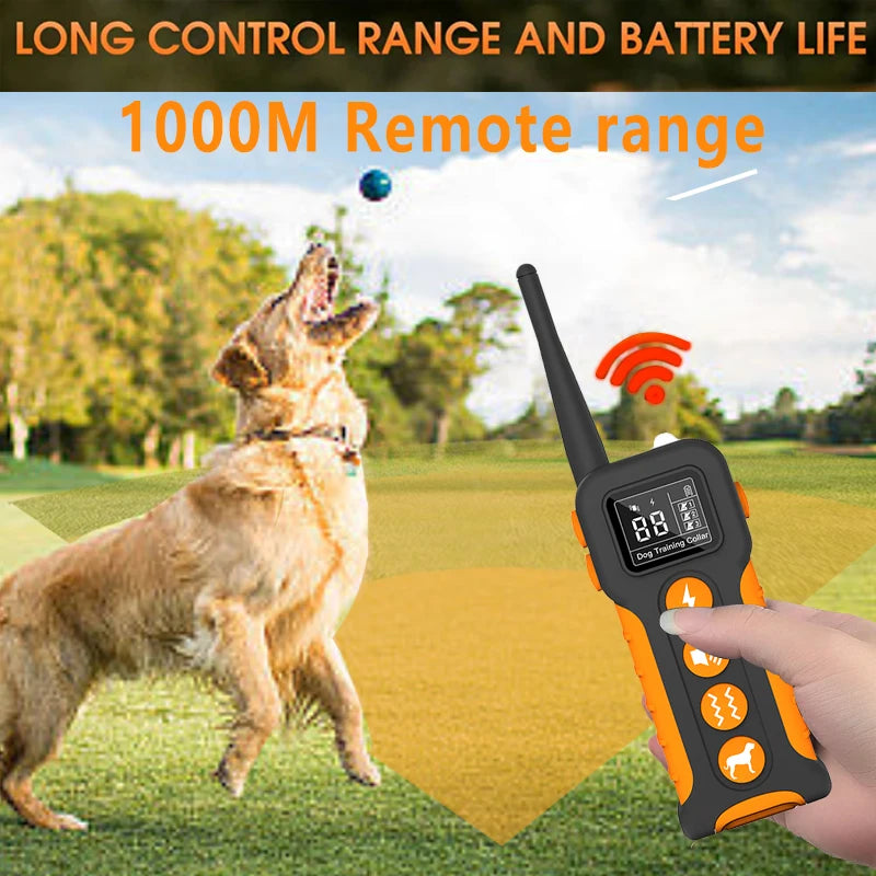Dog Training Collar With 9 Different Sounds 1000M Electric Dog Anti Bark Collar 433HZ Universal Waterproof Rechargeable Collar