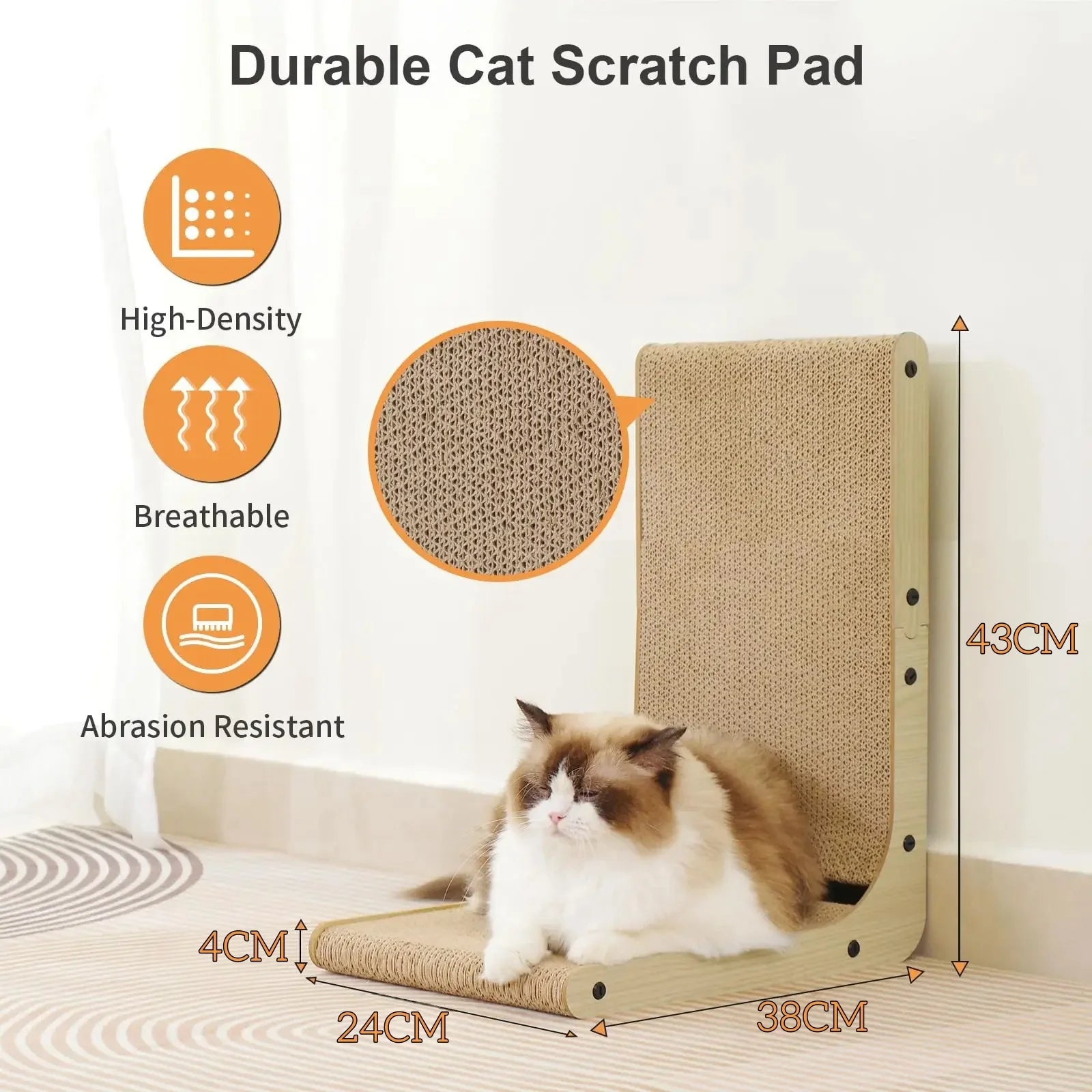 Large/Small Cardboard Cat Scratcher, L-Shape, Wear-Resistant, Scratch-Resistant, Cat Scratching Post, Cat Toy, Pets, Cat Accessories