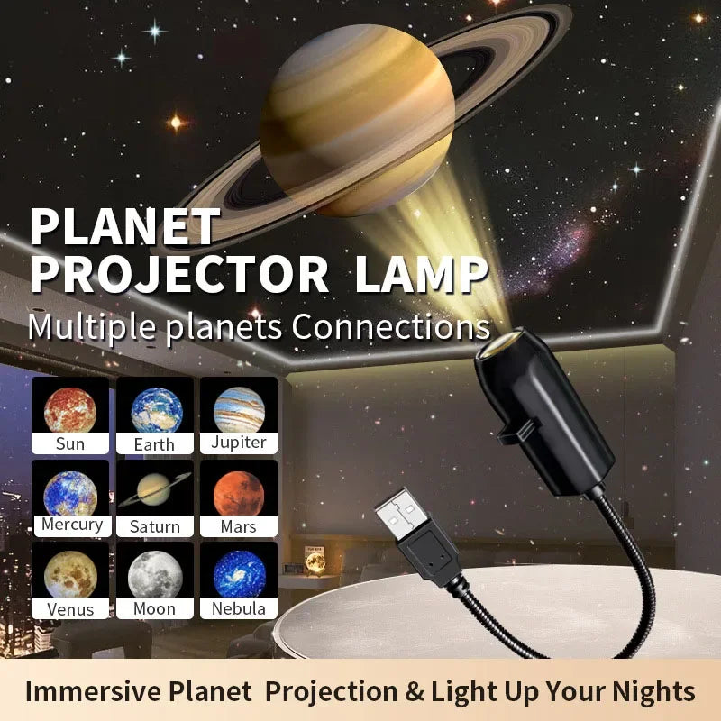 LED Star Galaxy Projector Lamp Moon Earth Wall Decor Switchable Pattern Projection Night Light for Home Bedroom Decoration