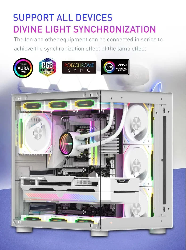 Ventoinha LDPCSJ Prism 5 Pro 120mm — ARGB, PWM 4‑PIN, Alto Fluxo