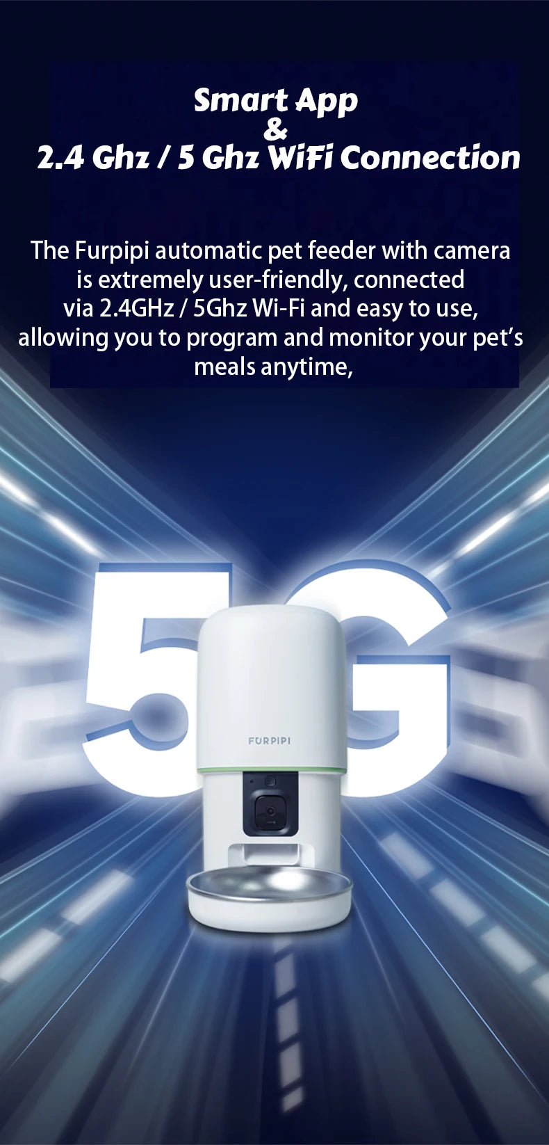 1080P HD Camera Automatic Cat Feeder with 5G WiFi Tuya Pet Cat Smart Food Kibble Dispenser Auto Feeder for Cats Dog Accessories