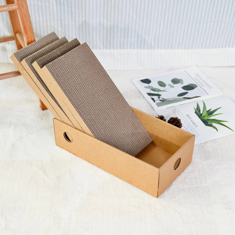 4-Pack 1 Cat Scratching Post Cardboard Box for Indoor Cats, Cat Scratching Mat Cardboard Box for Indoor Cats and Kittens