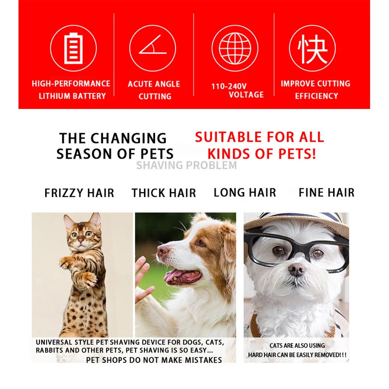 Electric Pet Clipper Grooming Kit For Dogs Reachable Trimmer Haircut Cat Hair Cutting Remover Professional Machine Set