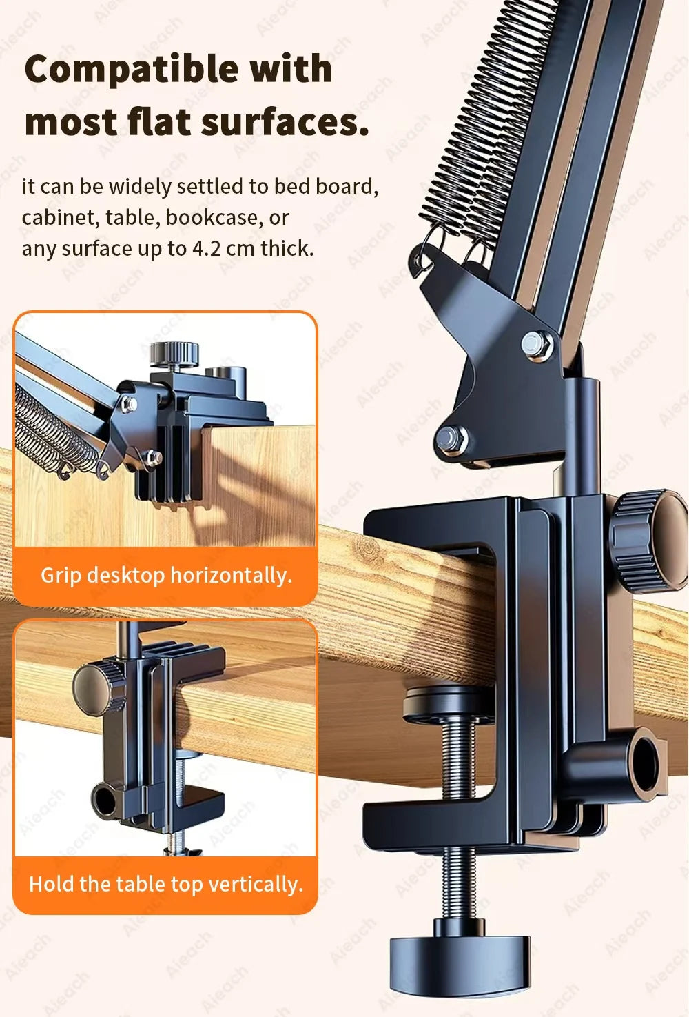 Suporte de Tablet para Cama com Braço Metálico 90 cm e Rotação 360°