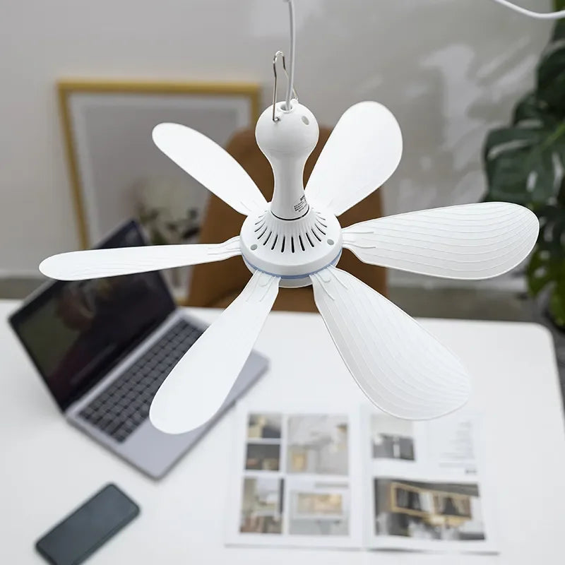 Silent 6 Leaves USB Powered Ceiling Canopy Fan with Remote Control Timing 4 Speed ​​Hanging Fan for Camping Bed Dormitory Tent New