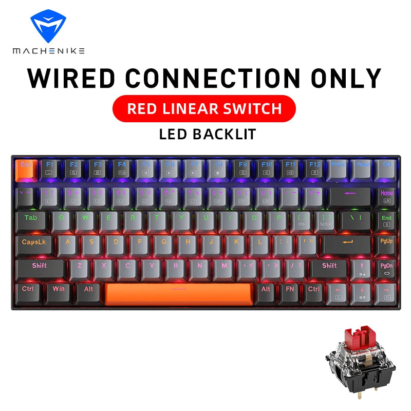 Machenike K500A-B84 Mechanical Keyboard 75% TKL Hot-Swappable Wired Gaming Keyboard 6-Color Backlit 84 Keys for PC Gamers Laptop