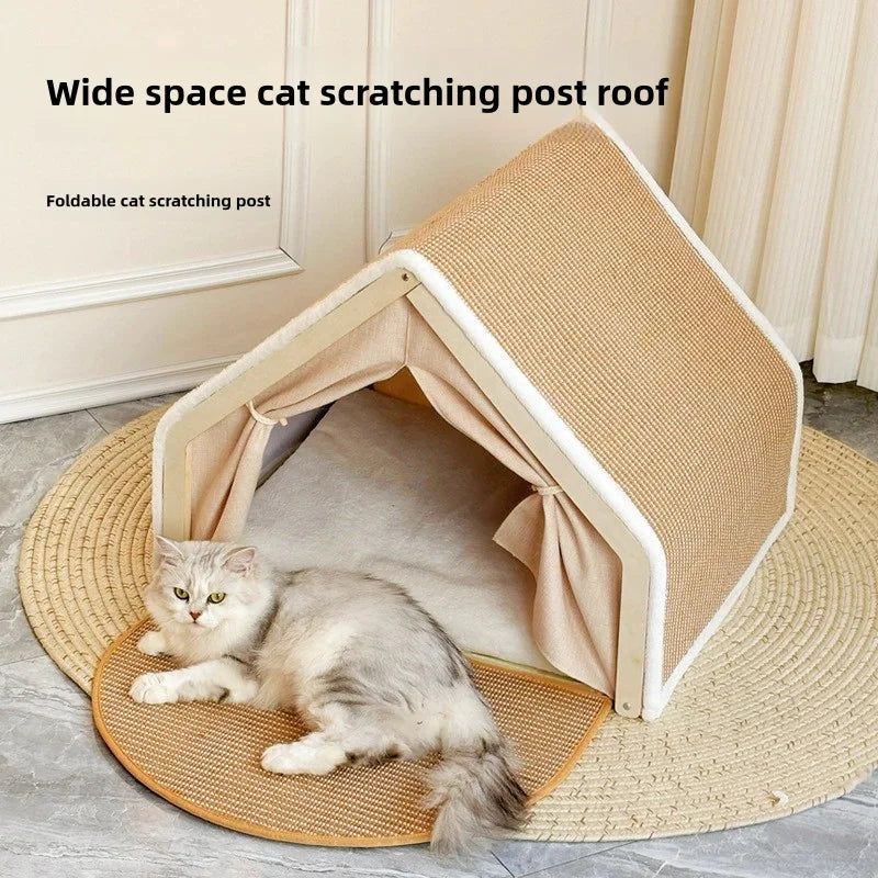 Cat nest Winter warm cat villa Cat house shell semi-enclosed sleeping bag cat scratching board does not drop scraps sisal cat te
