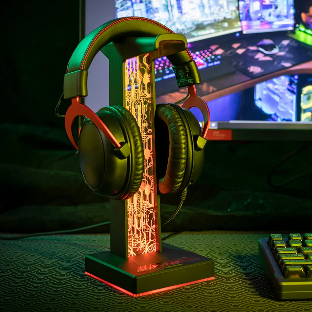 Suporte RGB para Headphones com 2 Portas USB — Hanger Gaming de Secretária