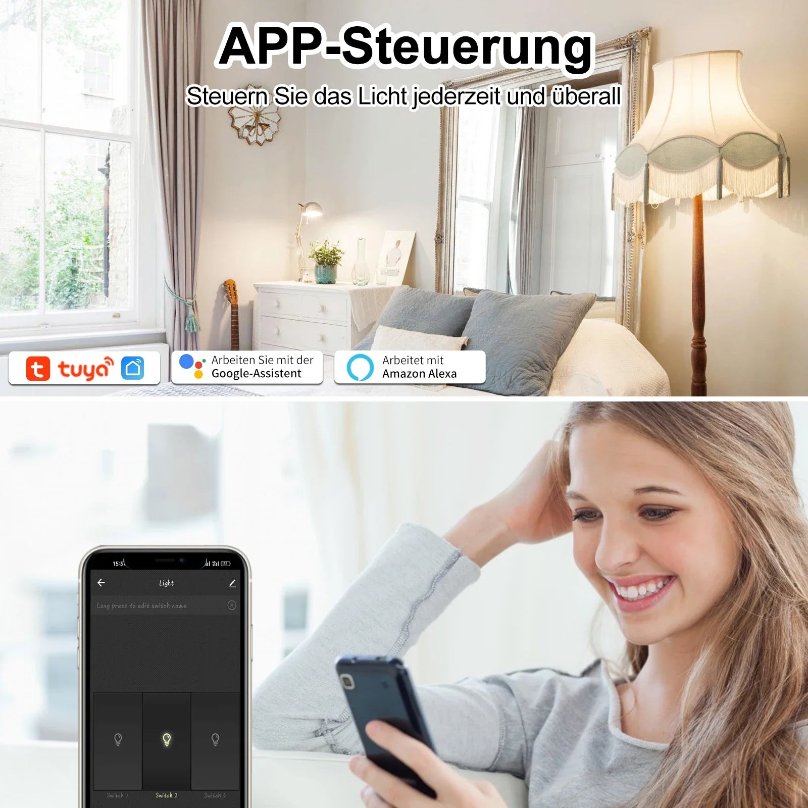 Bingoelec Tuya Smart Stair Switch — 2‑Way + Tomada WiFi com USB‑C