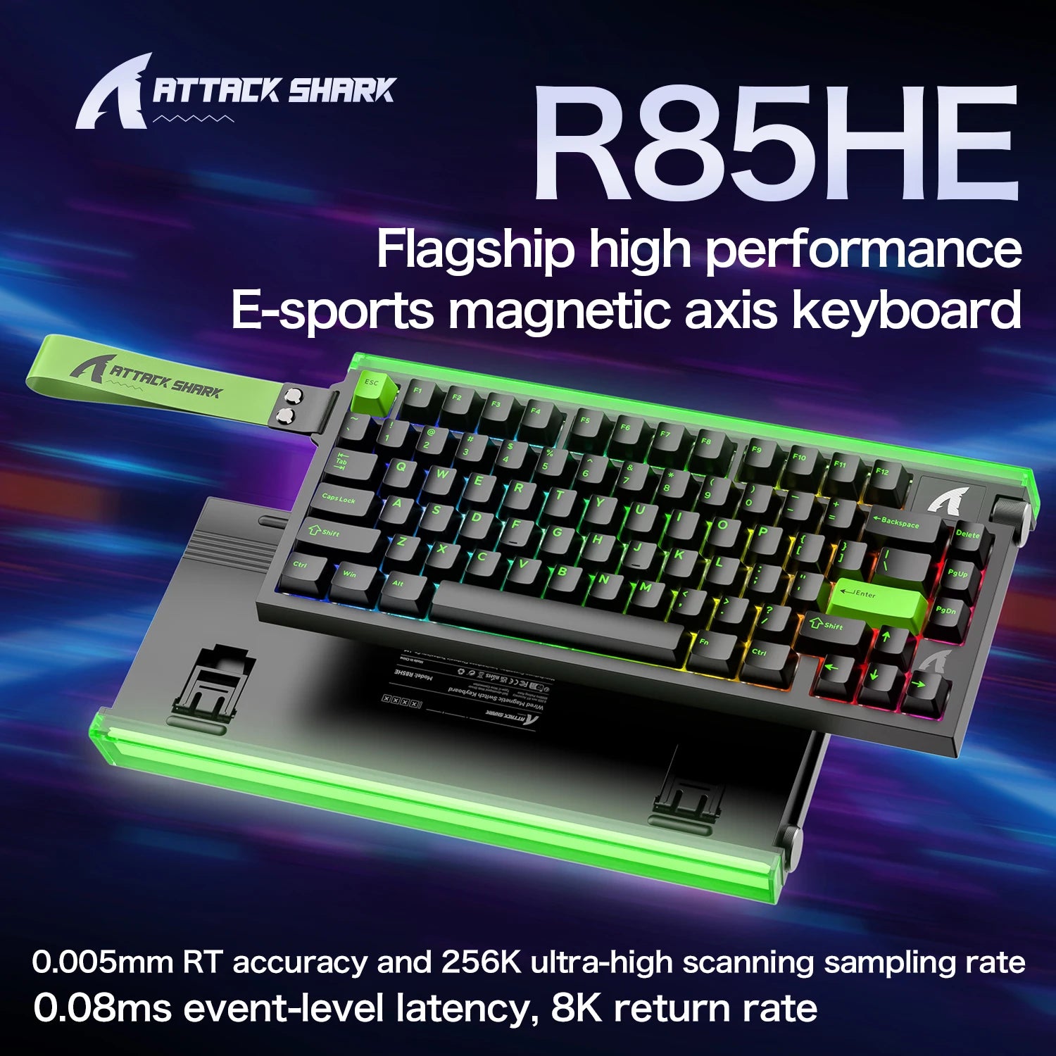 R85 ATTACK SHARK R85HE Magnetic Keyboard Wired 0.005mm RT 8K+ Hz 256K RGB Gaming Keyboard Neon Lightbox for Esports Gaming