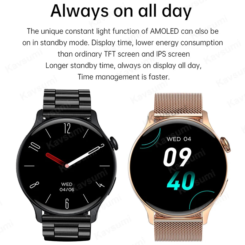 Smartwatch for Women AMOLED Screen Always Display Time NFC IP68 Waterproof Sports Call Women Smart Watch For Women Custom Dial