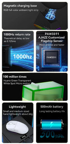 AJ139-V2-MC Tri-mode Wired/2.4GHz /BT Wireless Gaming Mouse with Magnetic Charging Base PAW3311 Gaming Chipset 12000DPI Max