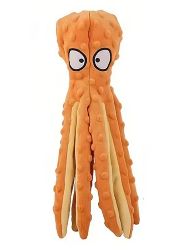 Dog Squeaky Toys Octopus - No Stuffing Crinkle Plush Dog Toys for Puppy Teething, Durable Interactive Dog Chew Toys for Small, M
