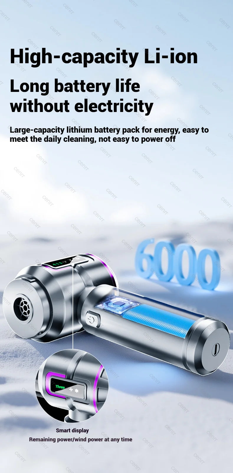 Aspirador Portátil Mini 998000PA para Carro e Casa com Função Sopro