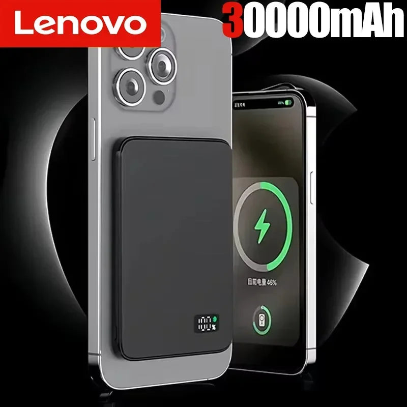 Lenovo 50000mAh 3‑in‑1 Power Bank — Magnético Wireless 22.5W MagSafe