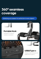 Portable 6 in 1 Outdoor Camping Fan 20000mAh Rechargeable Wireless Tent Ceiling Fan 4 Speed ​​Adjustment LED Lighting Power Bank