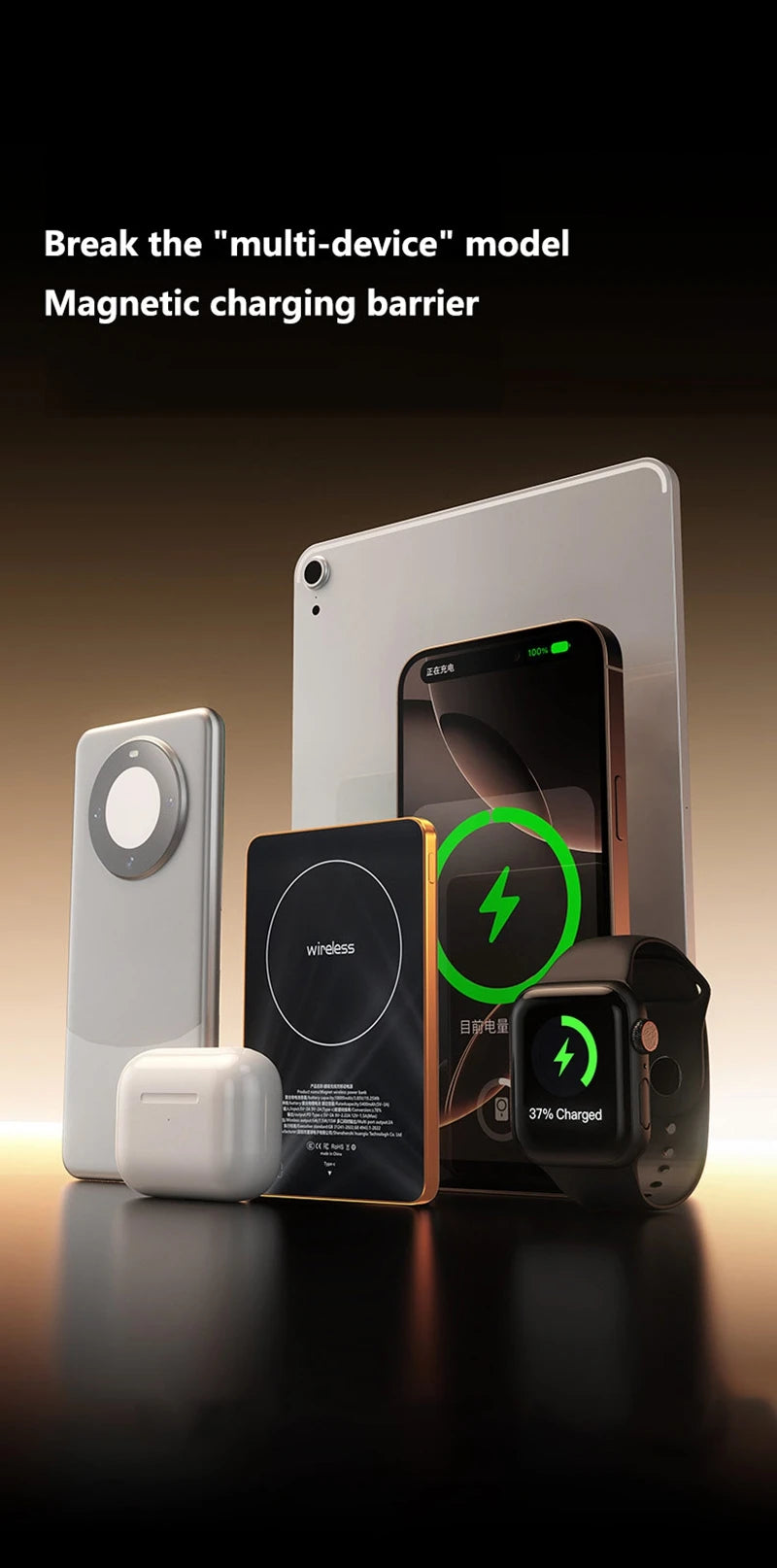 Lenovo 10000mAh UltraSlim Power Bank — Magnético Wireless