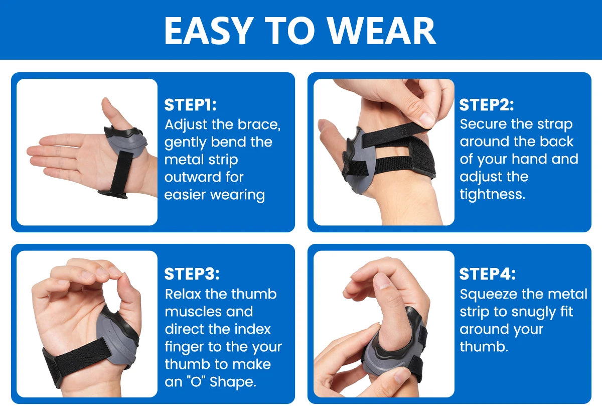 VELPEAU CMC Thumb Brace for Osteoarthritis, Pain and Arthritis Support, Comfortable thumb splint comes with compression sleeve.
