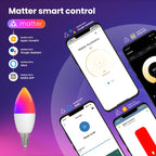 Lâmpada Smart MOES E14 RGB Matter/Tuya com Controlo por Voz
