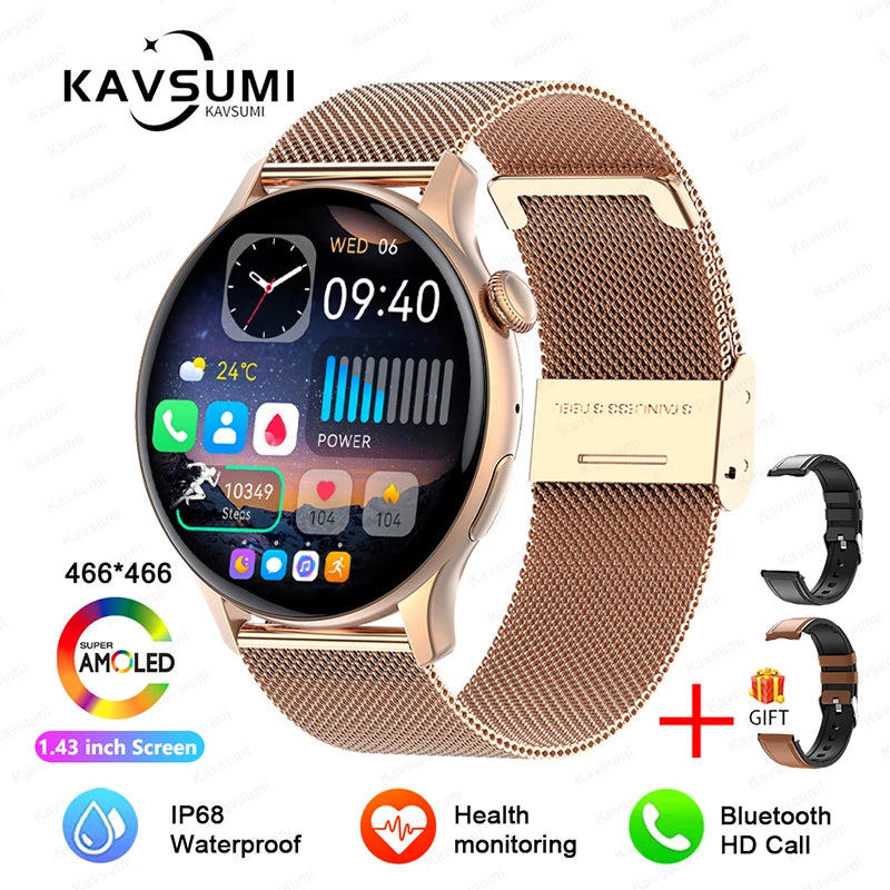 Smartwatch for Women AMOLED Screen Always Display Time NFC IP68 Waterproof Sports Call Women Smart Watch For Women Custom Dial