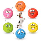 6PCS Latex Dog Squeaky Toys - Chewing Balls with Funny Faces | Interactive Fetch Training for Puppies