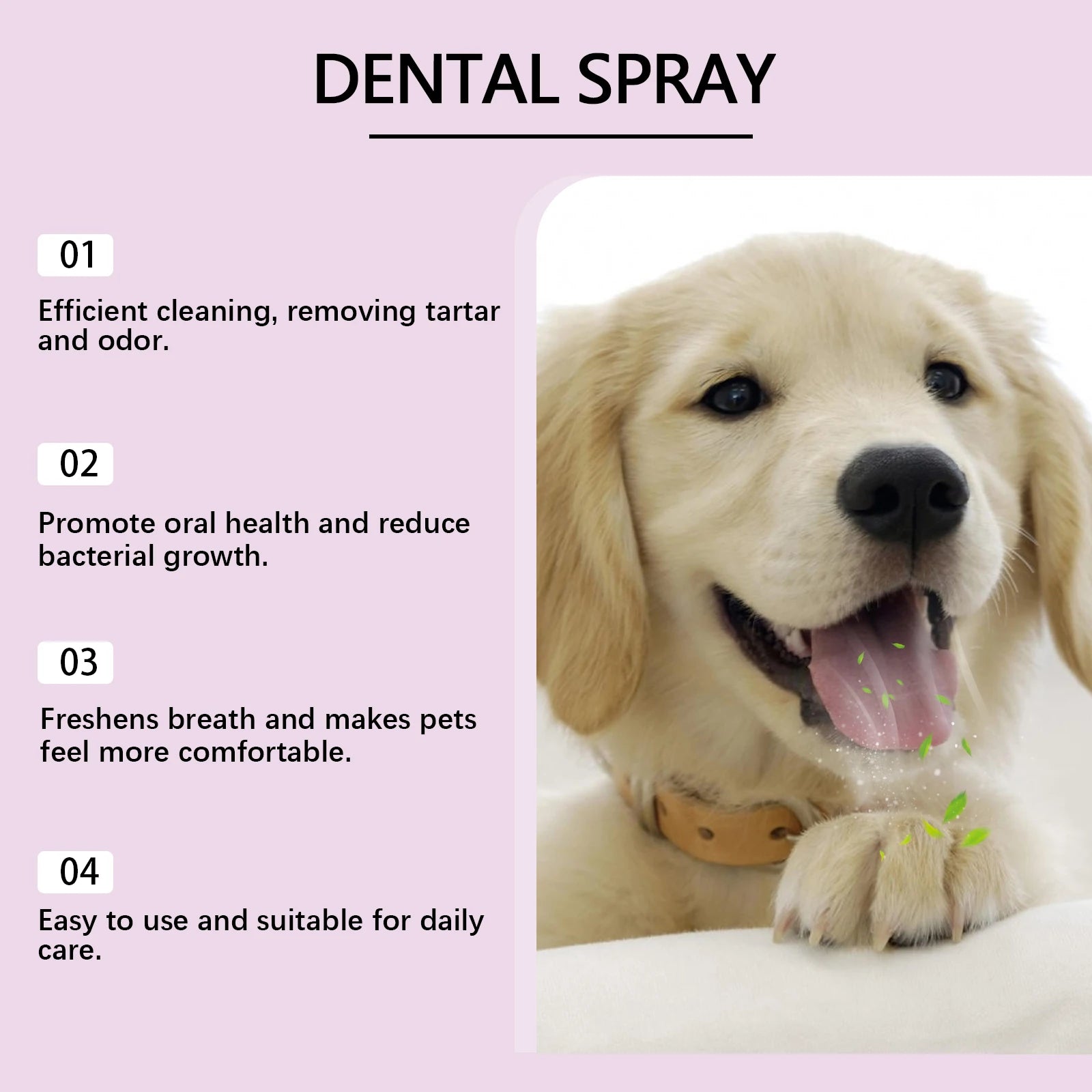 Vet-Recommended Pet Teeth Spray–Dissolves Tartar & Prevents Calculus,Long-Lasting Fresh Breath,Gentle & Hypoallergenic Formula