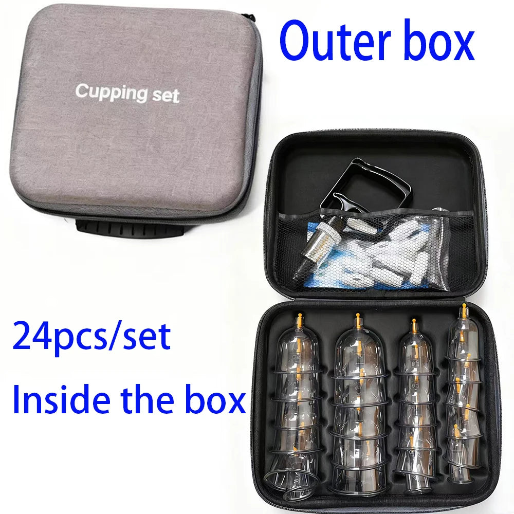 CuppingRelax 24 Pro – Kit de Ventosas a Vácuo com Bomba Manual