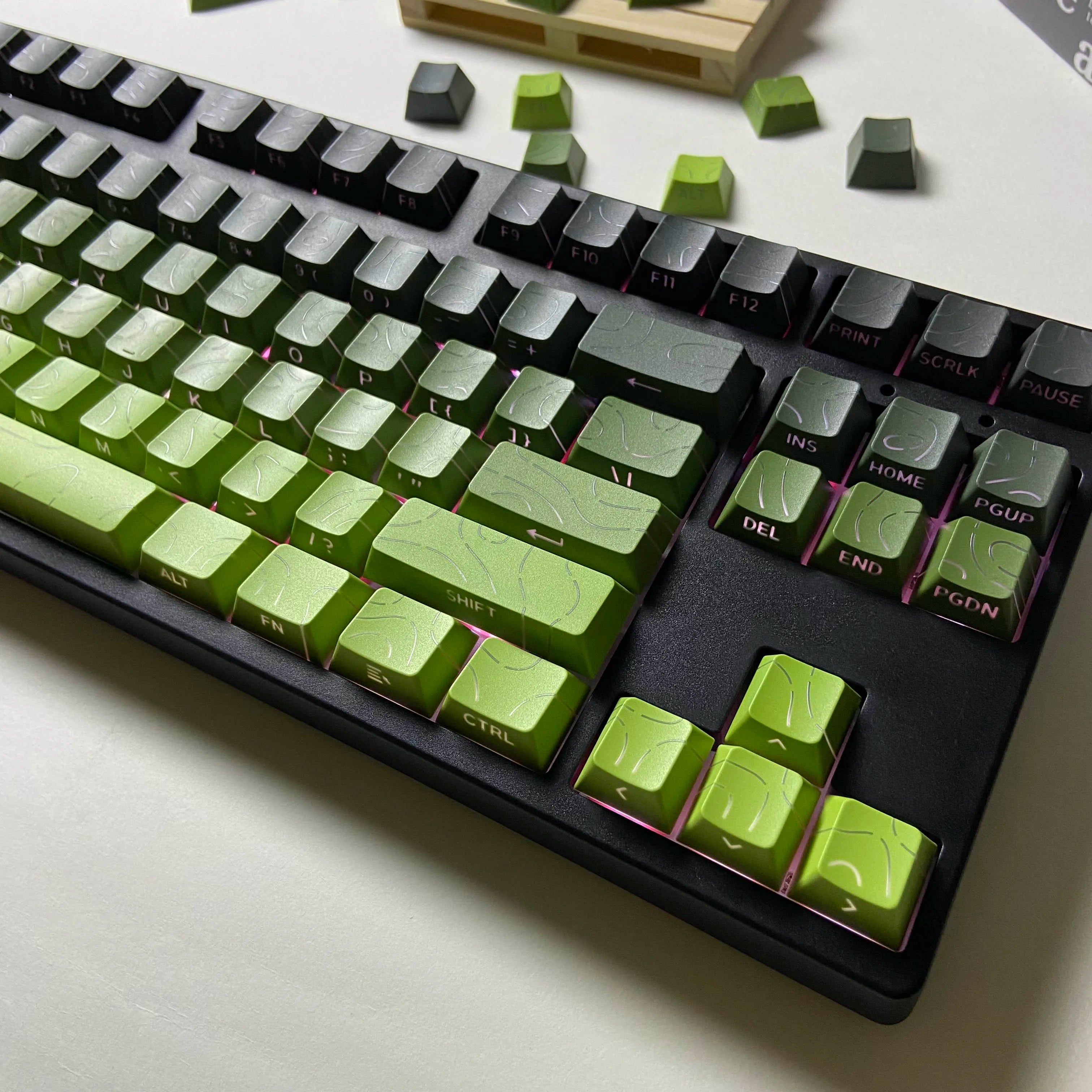 Line Gradient Side Shine Through Keycaps Cherry Profile PBT Custom Keycaps for 60% 65% 75% 96% 98% 100% Mechanical Keyboard