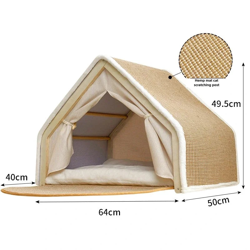 Cat nest Winter warm cat villa Cat house shell semi-enclosed sleeping bag cat scratching board does not drop scraps sisal cat te