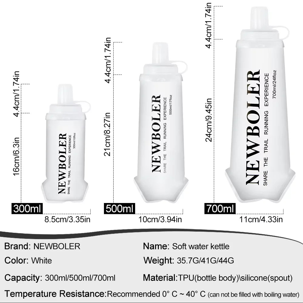 NEWBOLER Soft Flask em TPU – Garrafa Dobrável e Portátil para Corrida e Outdoor