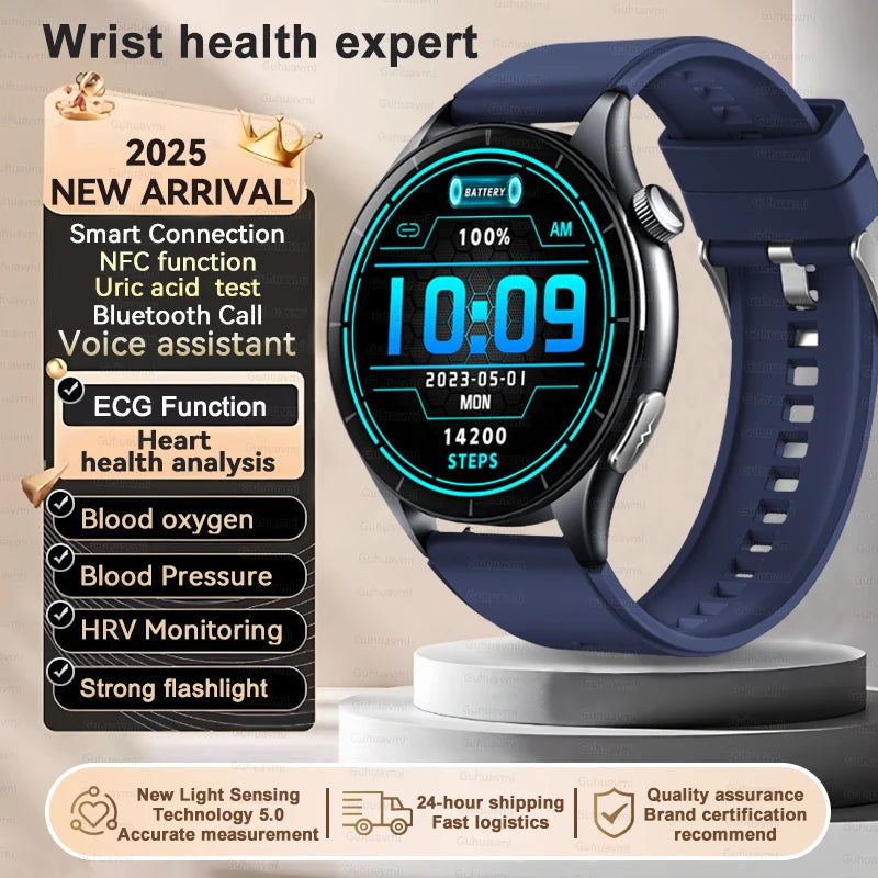 Sapphire 2025 New Health Managed Smart Watch Health Measurement Blood Fat Uric Acid Call ECG+PPG Blood Pressure Health Smartwatch iOS