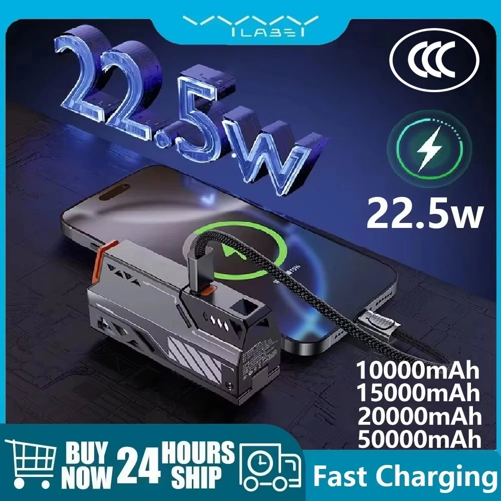 Power Bank 10000–50000mAh — Bateria Removível 22.5W Carga Rápida