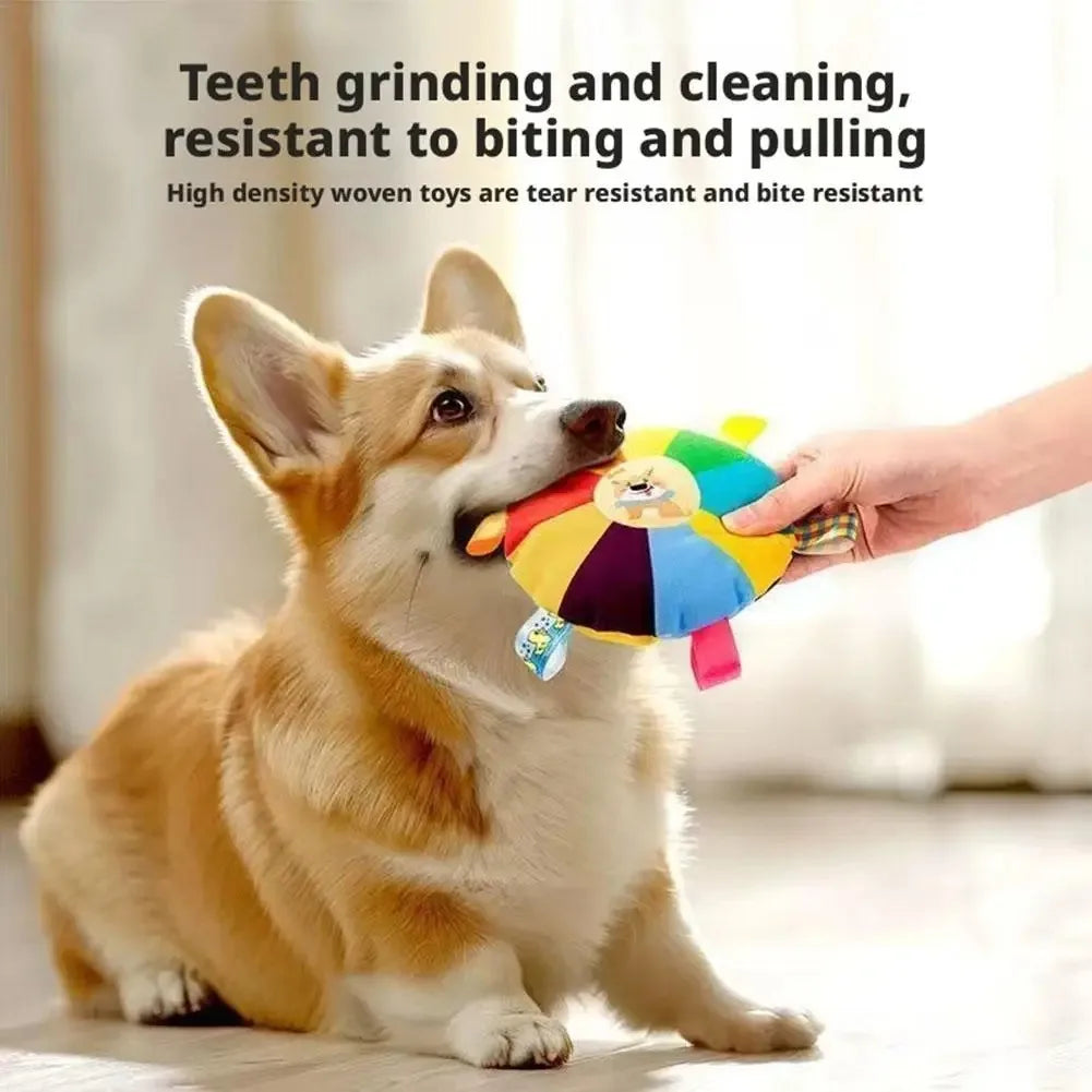 Dog Sounding Plush Toy Bell Cartoon Flying Disc Toy Small Dog Teeth Grinding Toy Wear-resistant Bite-resistant Puppy Pet Product