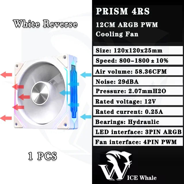LDPCSJ Prism 4RS 120mm ARGB PC Case Fan with Infinity Mirror Design, 4-PIN PWM Motherboard Synchronization CPU Cooler Fan