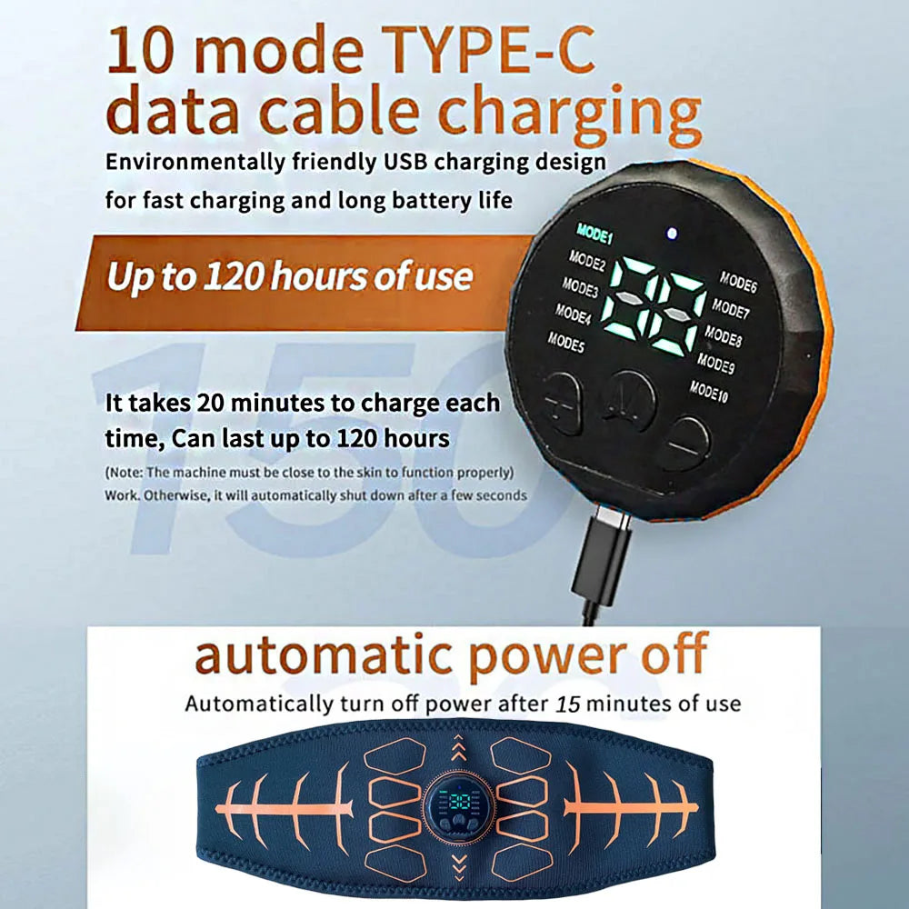 Smart ABS Pro – Cinto EMS de Tonificação Abdominal e Estimulação Muscular Avançada