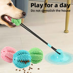 Interactive Dog Suction Cup Toy with Sound and Food Dispensing - Durable Rubber Training Ball for Puzzle and Tug-of-War Play