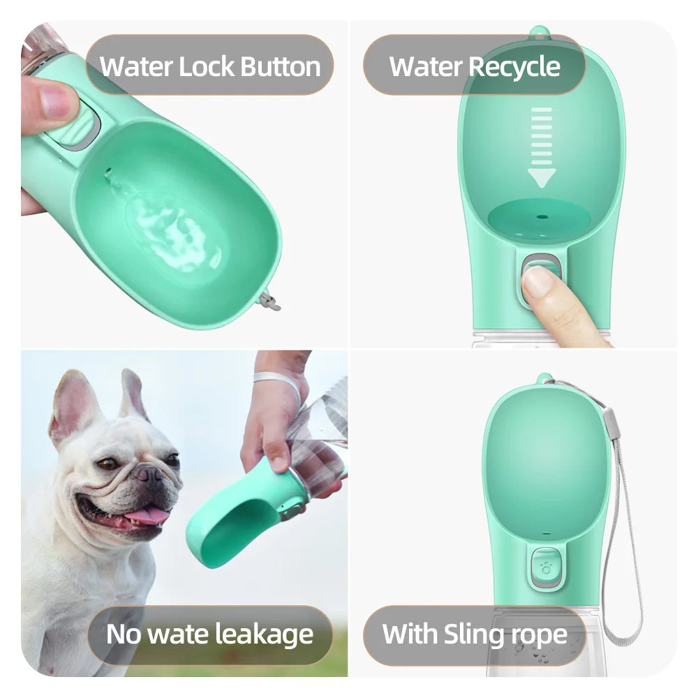 Portable dog water bottle for small and large dogs. Cat Outdoor walk-proof drinking bowls for Chihuahuas and French Bulldogs.
