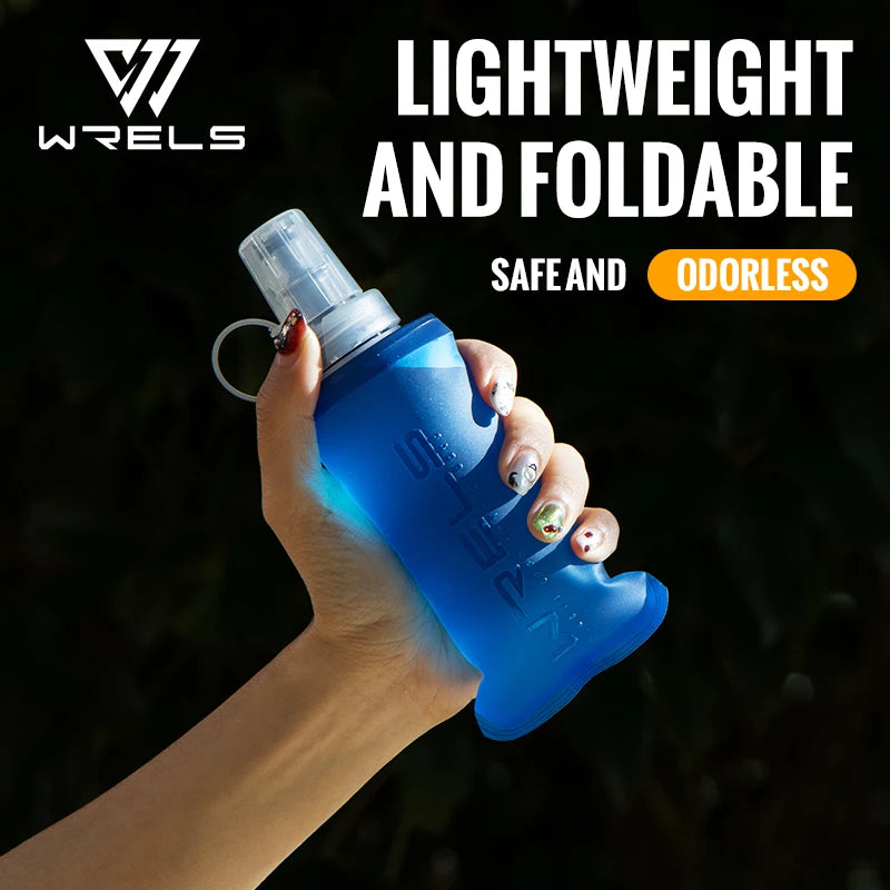 WRELS 250ml 500ml Soft Flask Folding Collapsible Water Bottle TPU BPA Free Outdoor Sport Portable Water Bag Running Camping