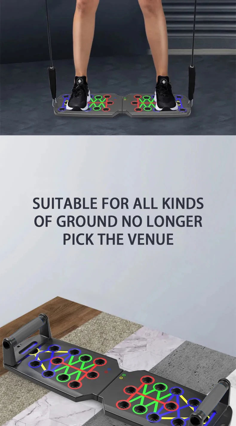 Placa de Push-Up Dobrável com Pegas — Treino de Peito, Abdómen, Braços e Costas