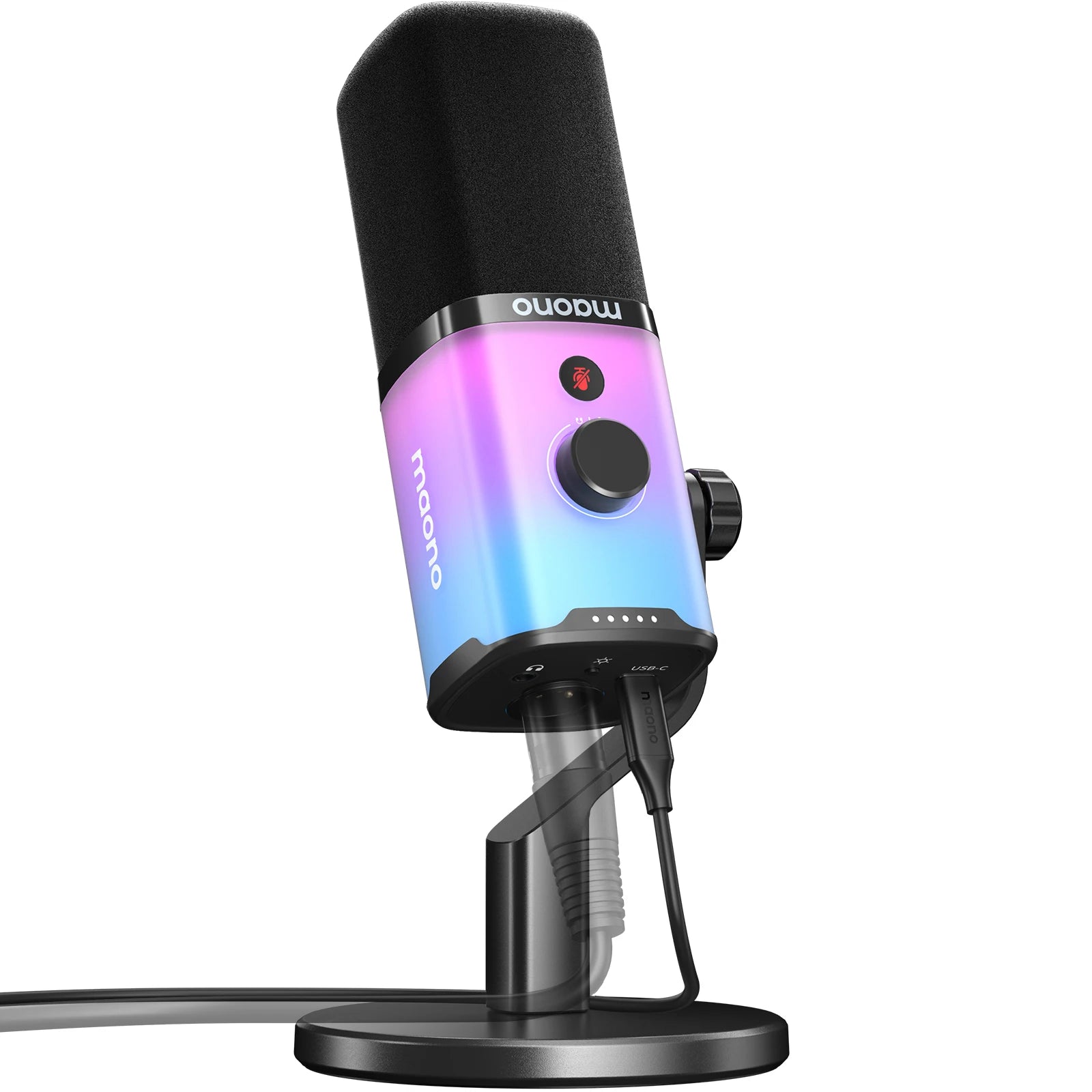 MAONO PD100X — Microfone Dinâmico USB/XLR com Noise Reduction, Mute e RGB