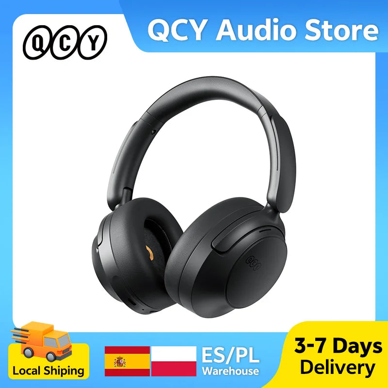 QCY H3S ANC Over Ear Headphones -56dB Noise Canceling Headsets Bluetooth 6.0 Hi-Res LDAC Spatial Sound Earphones Dual Driver