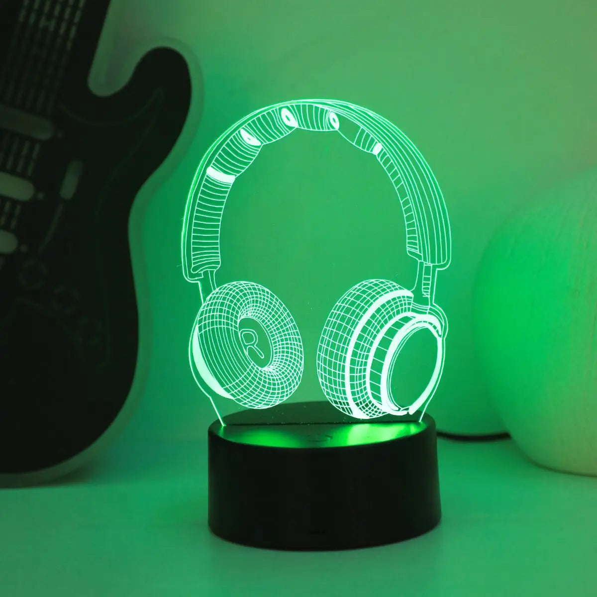 Headphones 3D visual night light, USB 7-color touch, suitable for game room bedroom decorative lights, gift lights