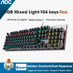 GK410 104 Full Keys Hot Swap Metal Panel Mechanical Keyboard RGB Light Green Black Tea Redaxis Non-Impact Gaming Computer Keyboard