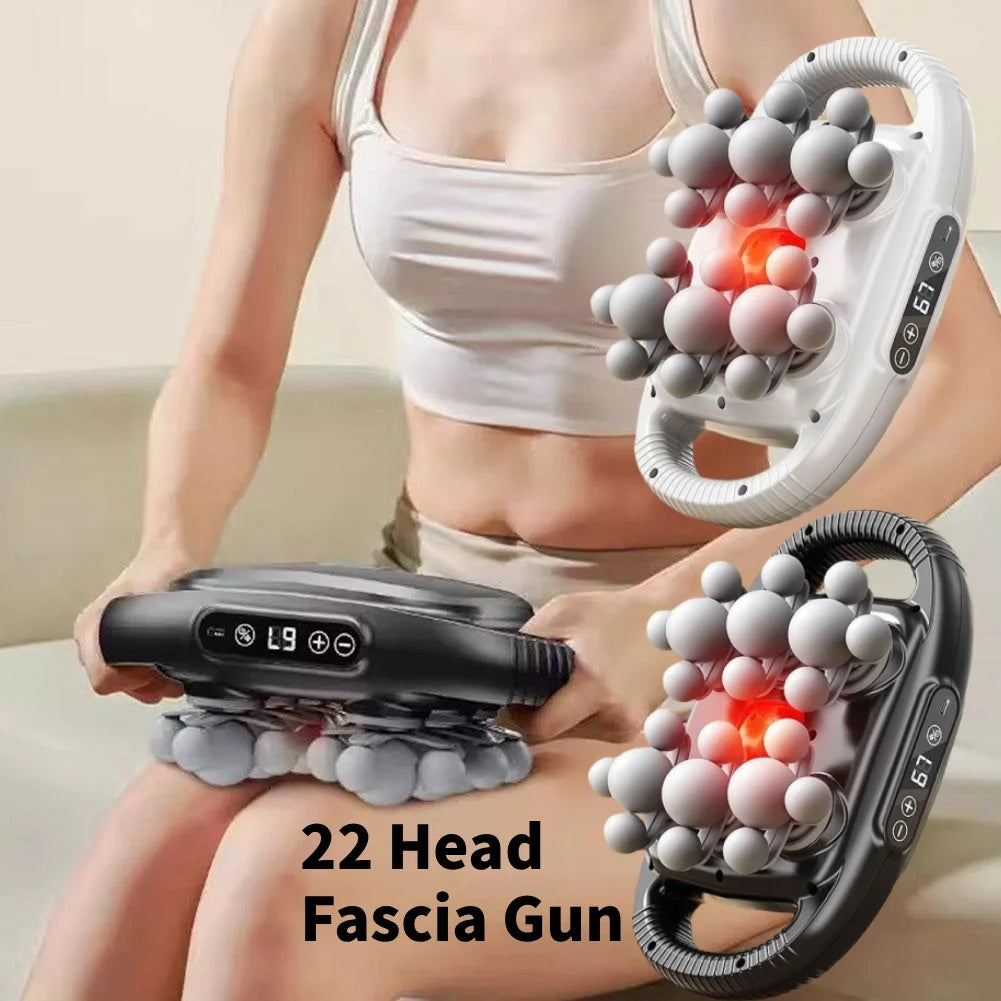 22 Head Fascia Gun High Frequency Vibration Massage Gun 9 Speed ​​Levels Deep Muscle Relaxation for Back Neck Shoulder