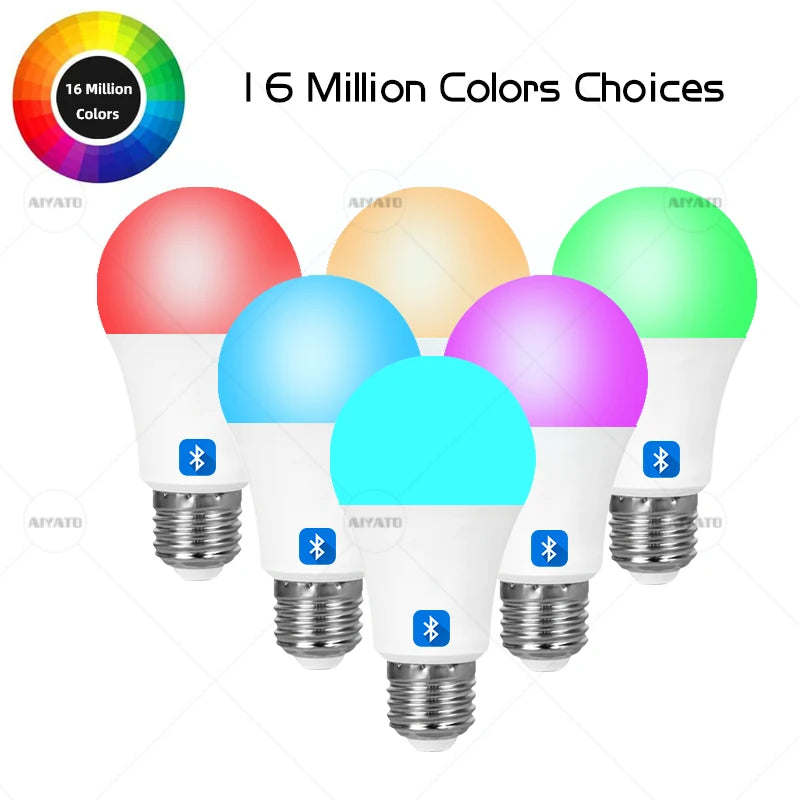 15W 18W E27 Tuya Bluetooth Smart Bulb 110V 220V LED RGBCW Light APP Control Timing Smart Life APP Adjust Music Rhythm