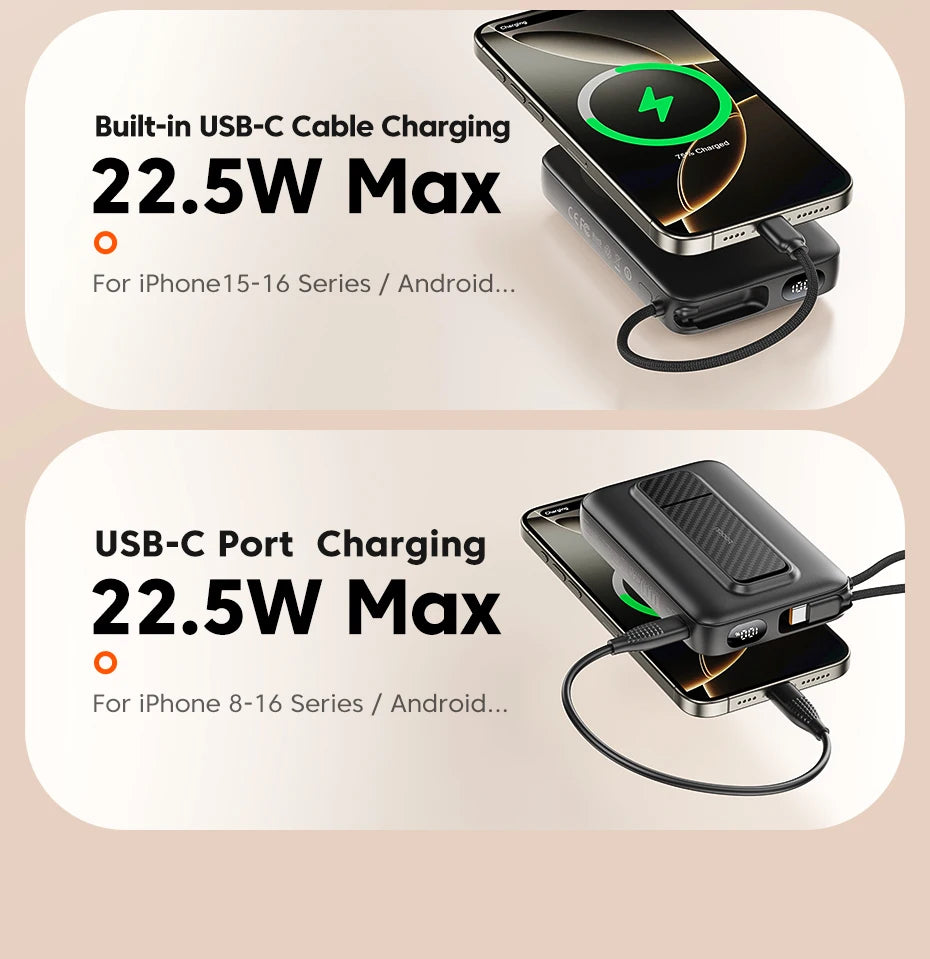 Toocki PowerBank 10000mAh — Magnético 15W MagSafe USB‑C PD 22.5W