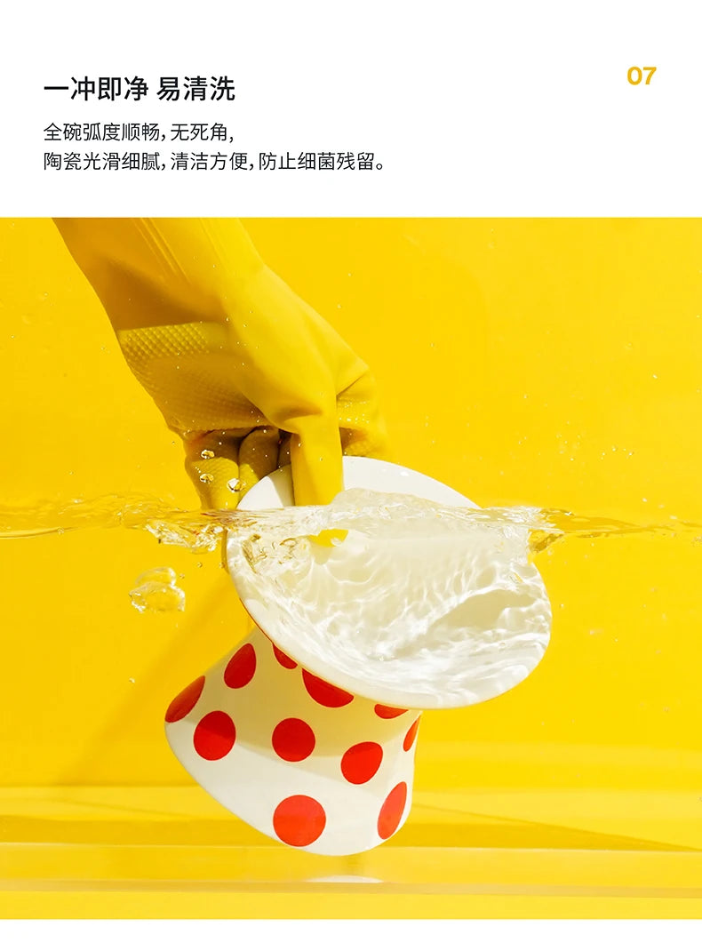 Ceramic Cat and Dog Bowls, Anti-Tip Pet Food Dishes Elevated base design protects cats' necks, suitable for small dogs and cats