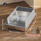 Stainless Steel Litter Box, Semi-enclosed Splash-proof And Leak-proof Design, Removable Lid, Suitable For Big Cats, And More